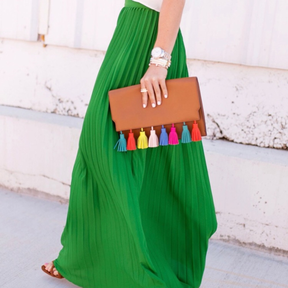 Emerald green maxi skirt